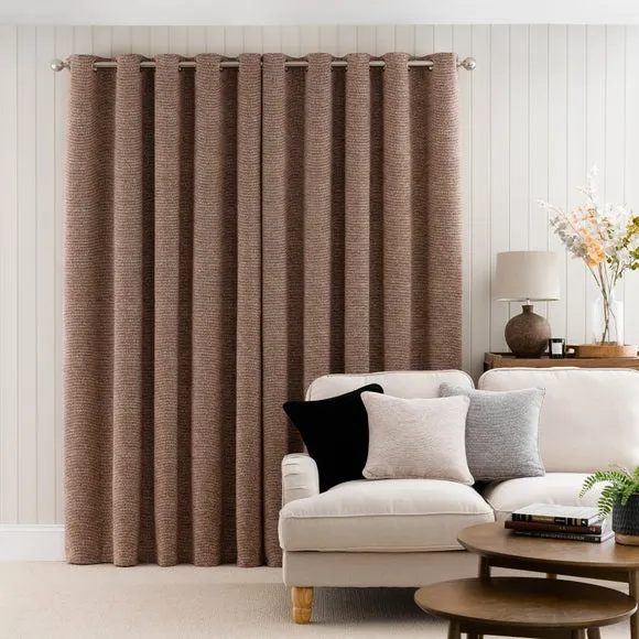 Eyelet Curtains with Thermal Lining - Caramel