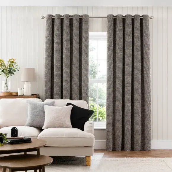 Eyelet Curtains with Thermal Lining - Moleskin
