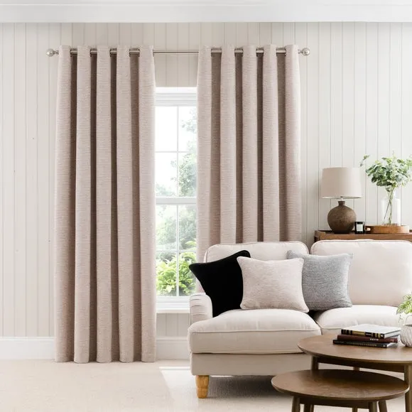 Eyelet Curtains with Thermal Lining - Natural