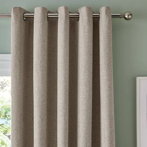 Eyelet Curtains with Weave Design - Natural image