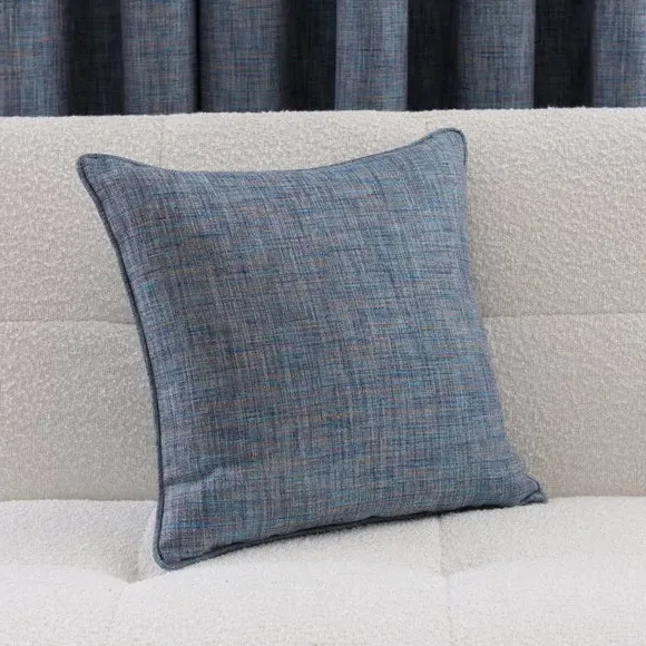 Eyelet Curtains with Woven Design - Blue Grey