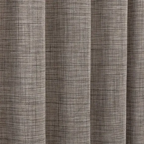 Eyelet Curtains with Woven Design - Natural
