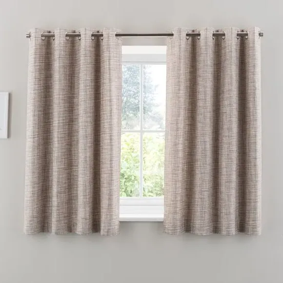 Eyelet Curtains with Woven Design - Natural