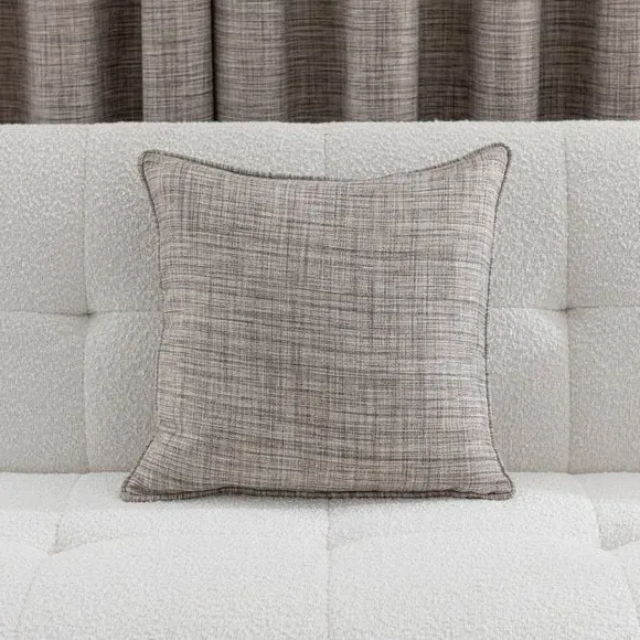 Eyelet Curtains with Woven Design - Natural
