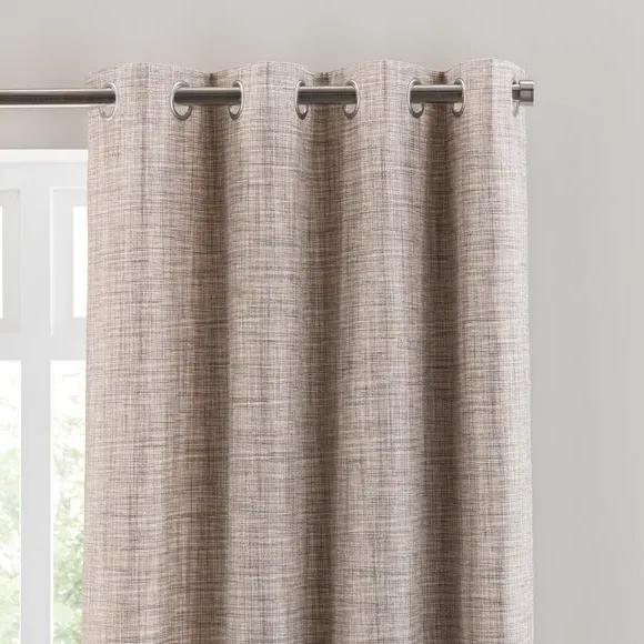 Eyelet Curtains with Woven Design - Natural