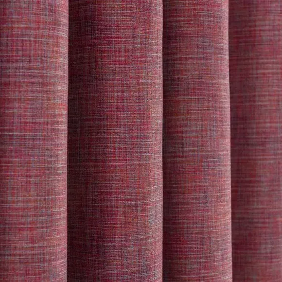 Eyelet Curtains with Woven Design - Red