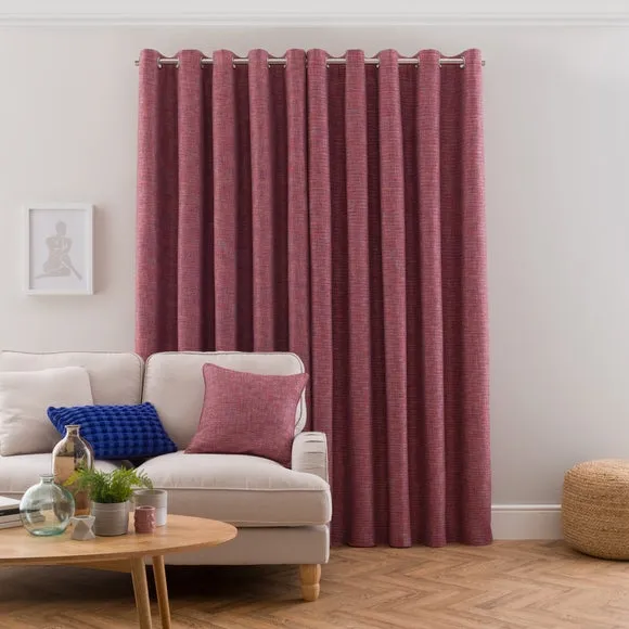 Eyelet Curtains with Woven Design - Red