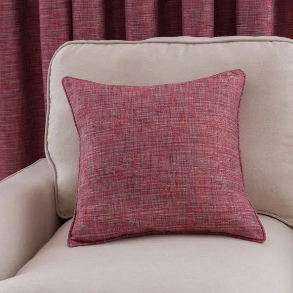 Eyelet Curtains with Woven Design - Red