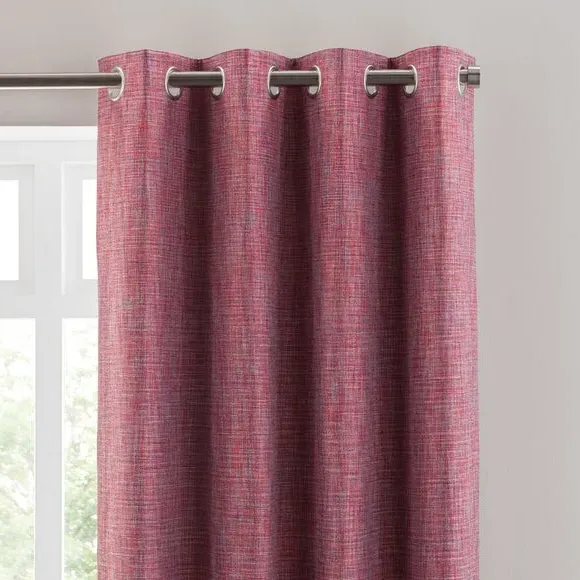 Eyelet Curtains with Woven Design - Red