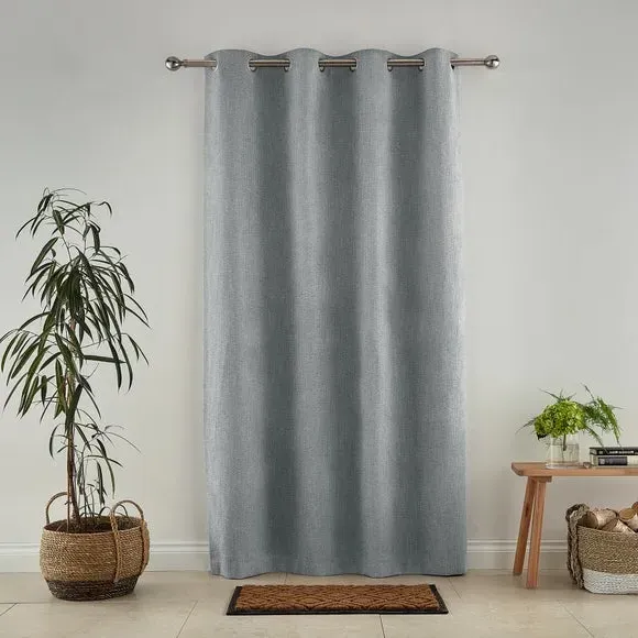 Eyelet Door Curtain Panel - Grey, Fabric