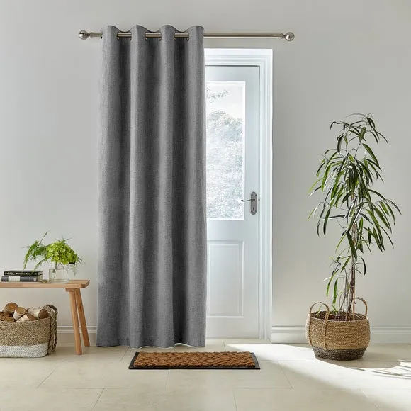 Eyelet Door Curtain Panel - Grey, Fabric