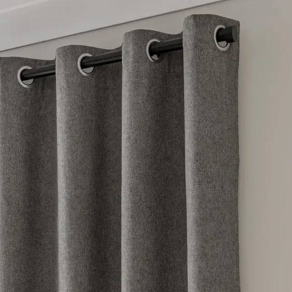 Eyelet Door Curtain with Blackout - Charcoal