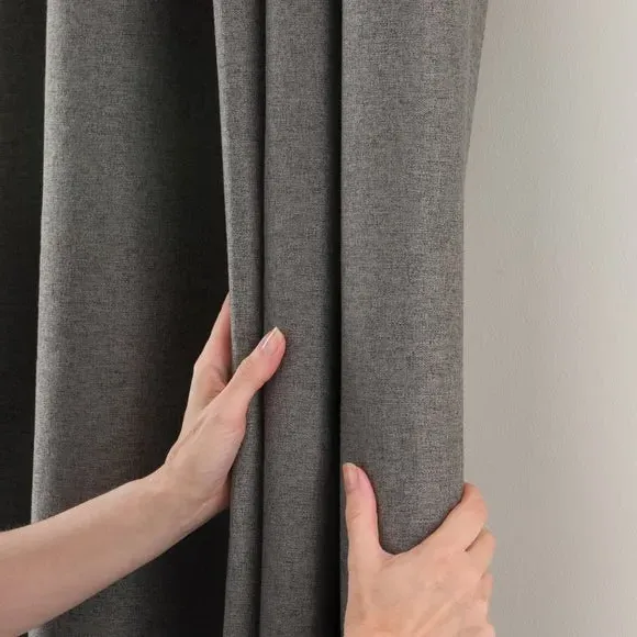 Eyelet Door Curtain with Blackout - Charcoal