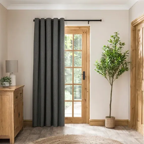 Eyelet Door Curtain with Blackout - Charcoal image