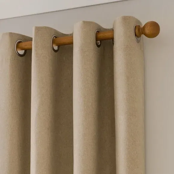 Eyelet Door Curtain with Blackout - Dark Sand