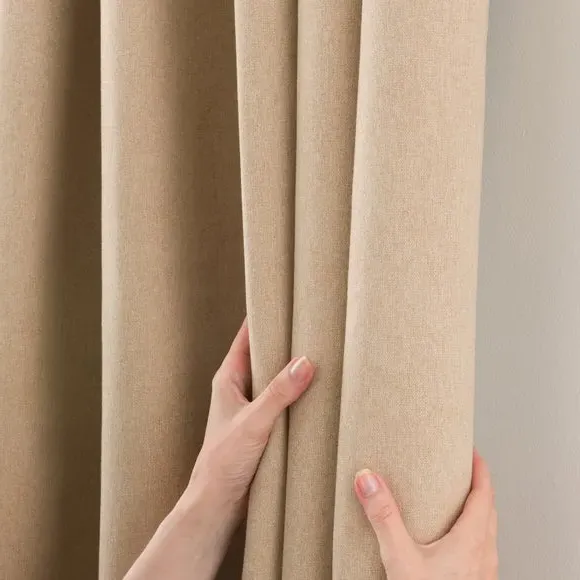 Eyelet Door Curtain with Blackout - Dark Sand