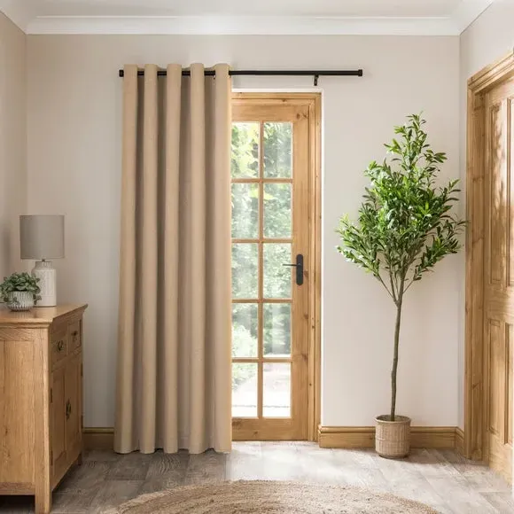 Eyelet Door Curtain with Blackout - Dark Sand