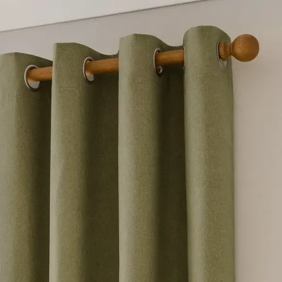 Eyelet Door Curtain with Blackout - Olive