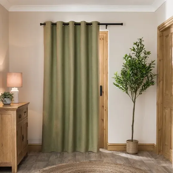 Eyelet Door Curtain with Blackout - Olive