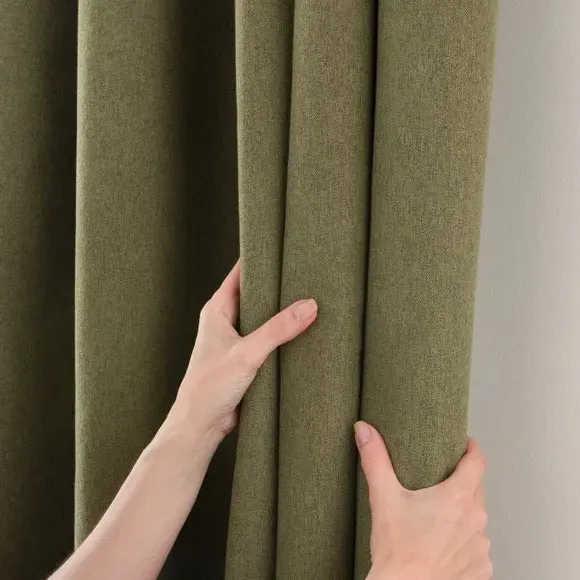 Eyelet Door Curtain with Blackout - Olive