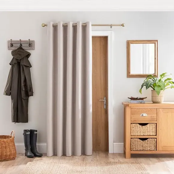 Eyelet Door Curtain with Blackout - Pebble