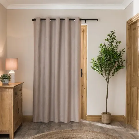 Eyelet Door Curtain with Blackout - Taupe