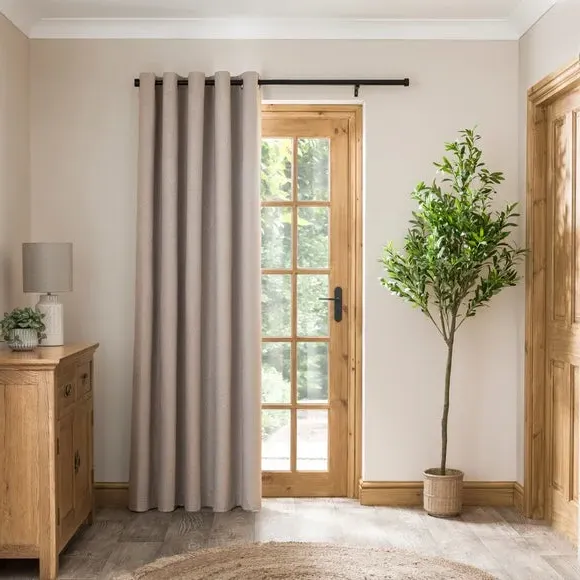 Eyelet Door Curtain with Blackout - Taupe