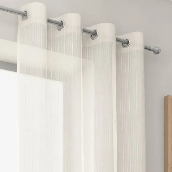 Eyelet Voile Panel with Shimmer Stripe - Ivory image