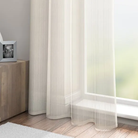 Eyelet Voile Panel with Shimmer Stripe - Ivory