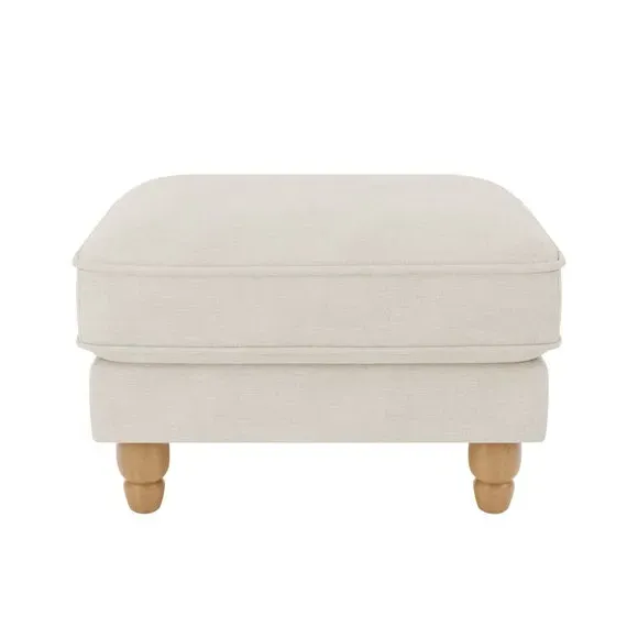 Fabric Footstool with Piping - Natural, Polyester