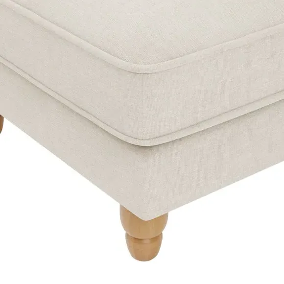 Fabric Footstool with Piping - Natural, Polyester