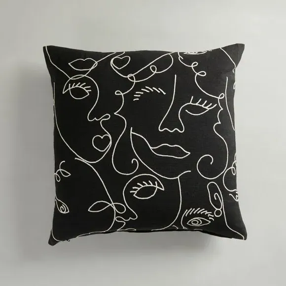 Face Cushion Cover - Black