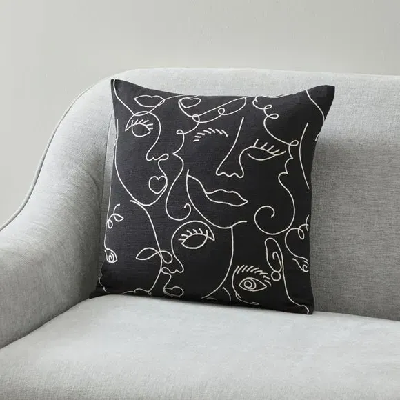 Face Cushion Cover - Black