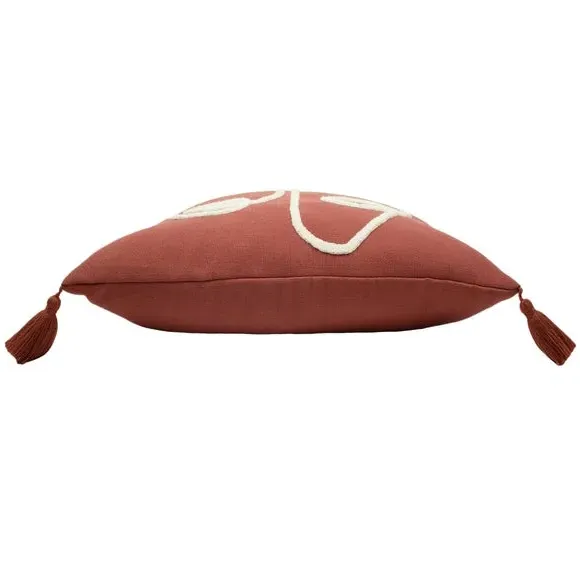 Face Cushion with Tufted Design - Red Clay