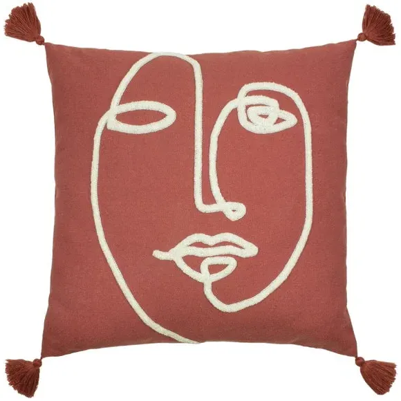 Face Cushion with Tufted Design - Red Clay image