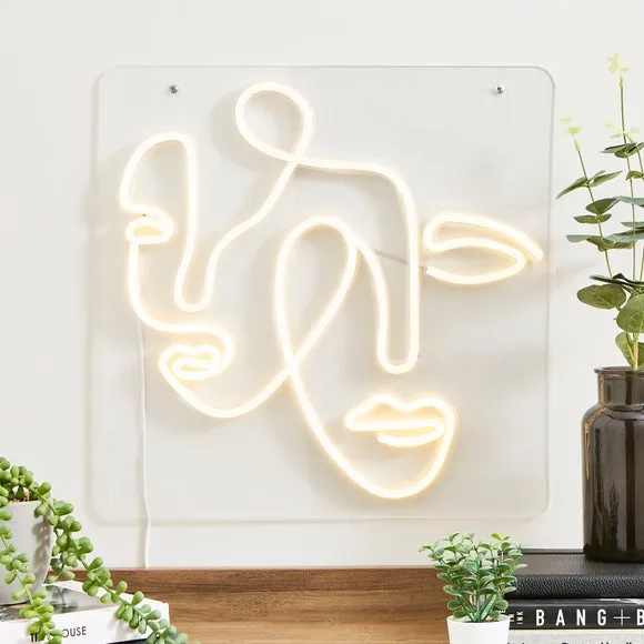 Faces Neon Wall Light - Clear, LED image