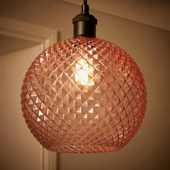 Faceted Pendant Shade Easy Fit - Blush, Glass