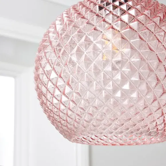 Faceted Pendant Shade Easy Fit - Blush, Glass
