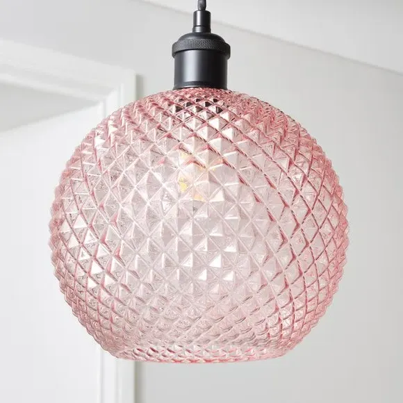 Faceted Pendant Shade Easy Fit - Blush, Glass image