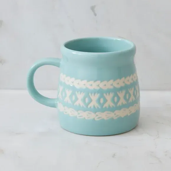 Fairisle Pattern Mug - Blue, Stoneware image