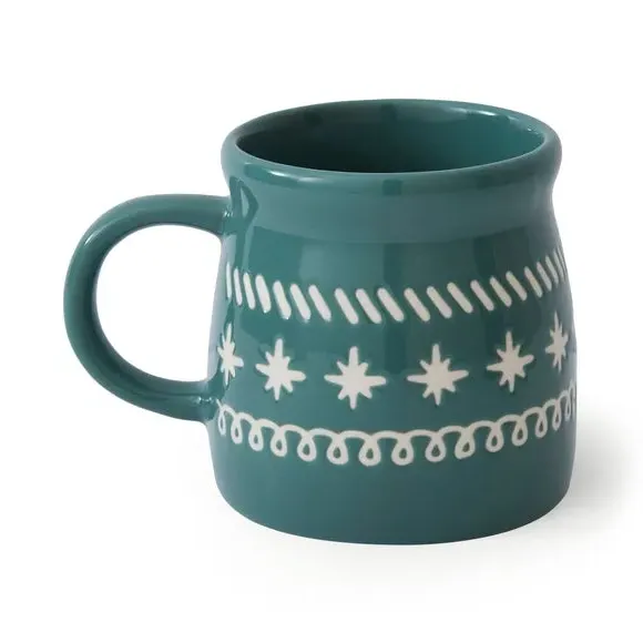 Fairisle Pattern Mug - Green, Stoneware