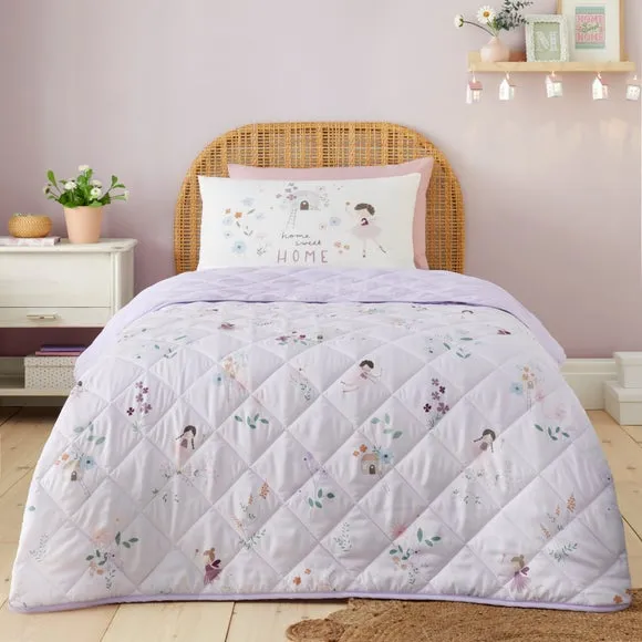 Fairy Design Bedspread - Pink, Embroidered