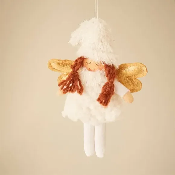 Fairy Hanging Decoration - White, Gold Wings