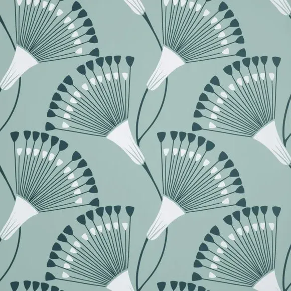 Fan Flower Wallpaper - Mineral Blue