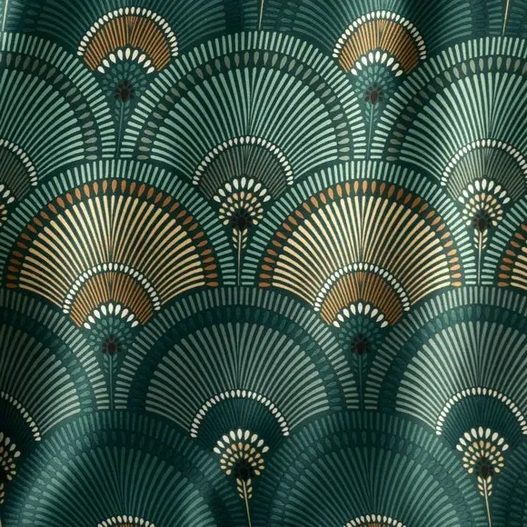 Fan Print Duvet Cover Set - Emerald, Polyester