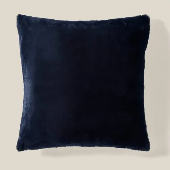 Faux Fur Cushion - Navy, Recycled Polyester