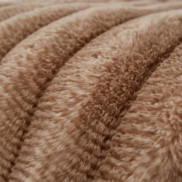 Faux Fur Duvet Cover Set - Brown, Polyester