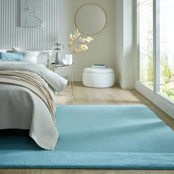Faux Fur Rug Supersoft - Blue, Polyester