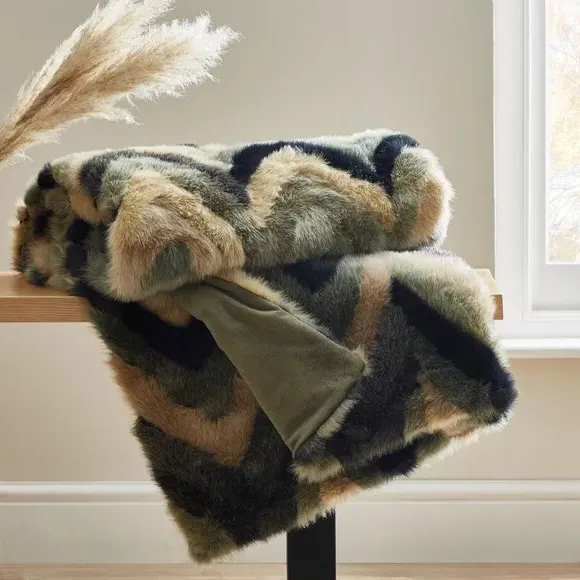 Faux Fur Throw Blanket - Blue, Shaggy image