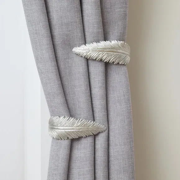Feather Curtain Holdbacks - Satin Steel